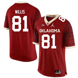 Mens Oklahoma #81 Brayden Willis Crimson Jordan Brand Limited NCAA Jerseys 113952-844