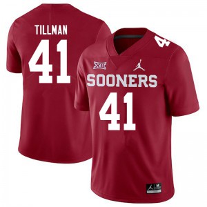 Men OU Sooners #41 Coby Tillman Crimson Jordan Brand Official Jersey 651656-137