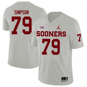 Men's Sooners #79 Darrell Simpson White Jordan Brand Football Jerseys 138040-169