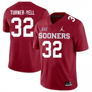 Mens Sooners #32 Delarrin Turner-Yell Crimson Jordan Brand Official Jersey 955252-642