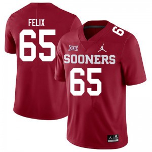 Men's Oklahoma #65 Finley Felix Crimson Jordan Brand Stitched Jersey 635137-357