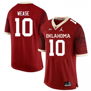 Men's Sooners #10 Theo Wease Crimson Jordan Brand Limited NCAA Jersey 126890-584
