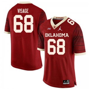 Mens OU Sooners #68 Ayden Visage Retro Red Throwback Official Jersey 327196-272