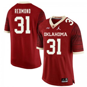 Men's Oklahoma #31 Jalen Redmond Retro Red Jordan Brand Throwback NCAA Jerseys 717480-365