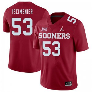 Men Oklahoma Sooners #53 Jared Iscimenier Crimson Jordan Brand College Jersey 786501-669
