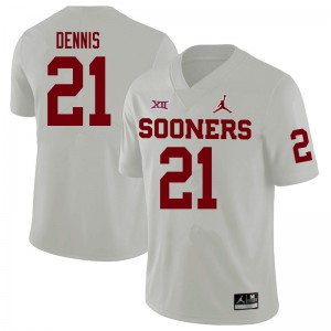 Mens OU Sooners #21 Kendall Dennis White Official Jerseys 818524-448
