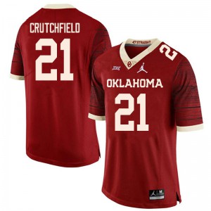 Men OU Sooners #21 Marcellus Crutchfield Retro Red Throwback Player Jerseys 305947-569