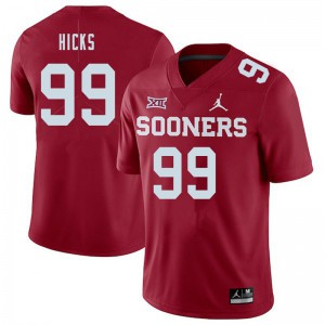 Men's Oklahoma Sooners #99 Marcus Hicks Crimson Jordan Brand High School Jersey 111627-621