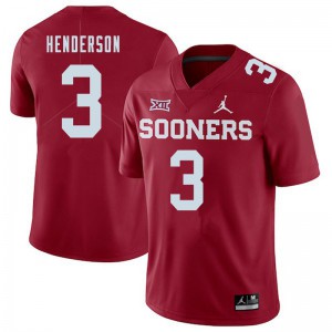 Men's OU Sooners #3 Mikey Henderson Crimson Jordan Brand Stitch Jerseys 856517-409