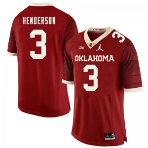 Mens OU Sooners #3 Mikey Henderson Retro Red Jordan Brand Throwback NCAA Jersey 295151-660