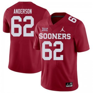 Mens Sooners #62 Nate Anderson Crimson College Jerseys 897021-153