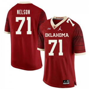 Men Oklahoma Sooners #71 Noah Nelson Retro Red Jordan Brand Throwback University Jersey 328070-887