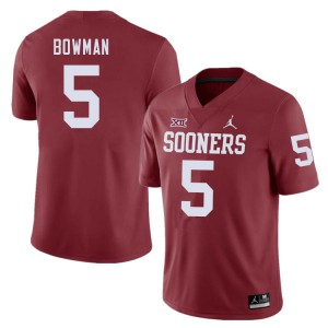 Men OU Sooners #5 Billy Bowman Crimson Stitched Jersey 538442-499