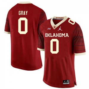 Mens OU #0 Eric Gray Retro Red Throwback Football Jersey 871228-704