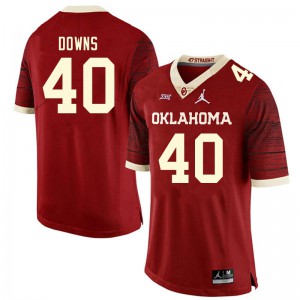 Mens Sooners #40 Ethan Downs Retro Red Throwback High School Jersey 421442-441