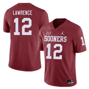 Mens OU Sooners #12 Key Lawrence Crimson Embroidery Jersey 981399-723
