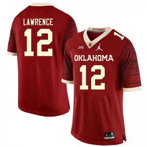 Men's Sooners #12 Key Lawrence Retro Red Throwback Embroidery Jerseys 265828-204
