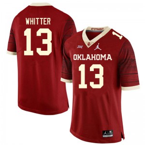Men Oklahoma #13 Shane Whitter Retro Red Throwback Stitched Jerseys 181053-304