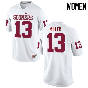 Womens Oklahoma Sooners #13 A.D. Miller White Game Football Jersey 949847-488