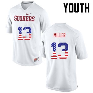 Youth Sooners #13 A.D. Miller White USA Flag Fashion High School Jersey 752800-856