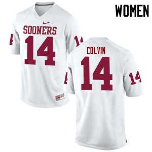 Women's Oklahoma #14 Aaron Colvin White Game Alumni Jerseys 663428-290