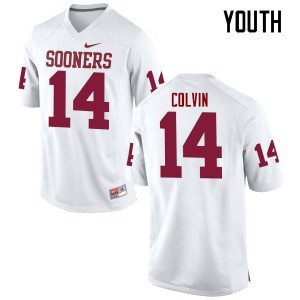 Youth OU Sooners #14 Aaron Colvin White Game Player Jerseys 468387-685