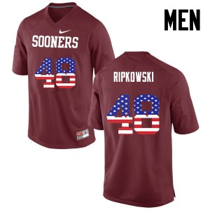 Men's Sooners #48 Aaron Ripkowski Crimson USA Flag Fashion University Jersey 914755-707