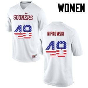 Women's Oklahoma #48 Aaron Ripkowski White USA Flag Fashion Alumni Jerseys 466517-236