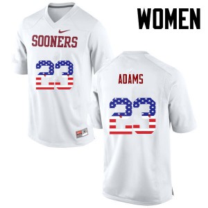 Women's OU Sooners #23 Abdul Adams White USA Flag Fashion Stitched Jersey 686129-927