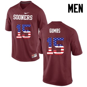Mens Oklahoma #15 Addison Gumbs Crimson USA Flag Fashion Football Jerseys 344256-288