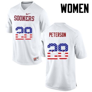 Womens OU #28 Adrian Peterson White USA Flag Fashion Football Jersey 637171-881