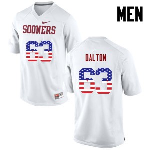 Mens Oklahoma #63 Alex Dalton White USA Flag Fashion NCAA Jerseys 121163-786