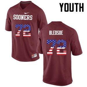 Youth Sooners #72 Amani Bledsoe Crimson USA Flag Fashion Football Jerseys 155496-235