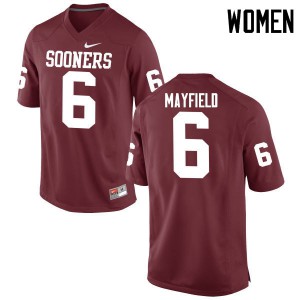 Womens OU Sooners #6 Baker Mayfield Crimson Game Football Jerseys 826296-765