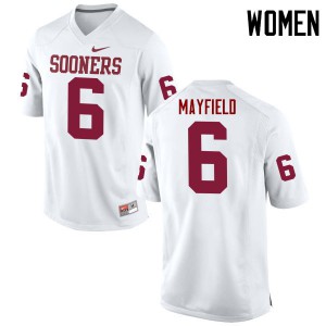 Women OU #6 Baker Mayfield White Game Alumni Jersey 466267-199