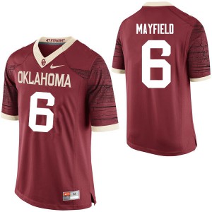 Mens Oklahoma #6 Baker Mayfield Crimson Limited Stitched Jerseys 634290-903