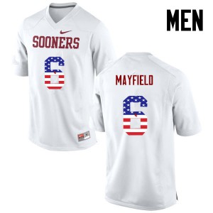 Men OU Sooners #6 Baker Mayfield White USA Flag Fashion High School Jerseys 250828-708