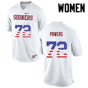 Women Sooners #72 Ben Powers White USA Flag Fashion Embroidery Jersey 426127-842