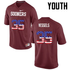 Youth Oklahoma Sooners #35 Billy Vessels Crimson USA Flag Fashion College Jersey 125825-218