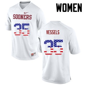 Womens Oklahoma Sooners #35 Billy Vessels White USA Flag Fashion High School Jerseys 481095-676