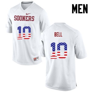 Men's Oklahoma Sooners #10 Blake Bell White USA Flag Fashion Official Jerseys 912441-968