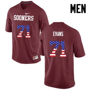 Mens Sooners #71 Bobby Evans Crimson USA Flag Fashion Stitch Jerseys 685156-572
