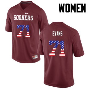 Women's OU #71 Bobby Evans Crimson USA Flag Fashion Stitched Jersey 948727-217