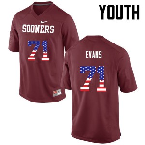 Youth OU Sooners #71 Bobby Evans Crimson USA Flag Fashion High School Jerseys 993228-284