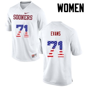 Women's Sooners #71 Bobby Evans White USA Flag Fashion University Jersey 809298-661
