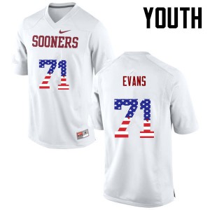 Youth Sooners #71 Bobby Evans White USA Flag Fashion Official Jersey 405282-507