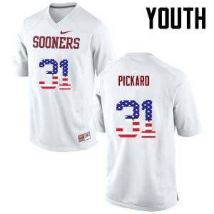 Youth OU Sooners #31 Braxton Pickard White USA Flag Fashion Stitch Jerseys 652650-767
