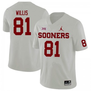 Men's Sooners #81 Brayden Willis White Jordan Brand Stitched Jersey 670130-905