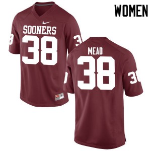 Womens Oklahoma Sooners #38 Bryan Mead Crimson Game Football Jersey 356784-186