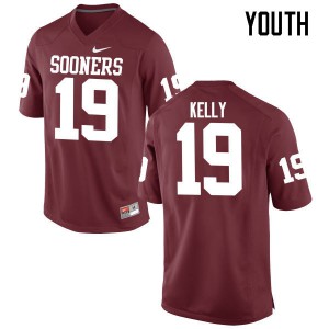Youth Sooners #19 Caleb Kelly Crimson Game Football Jersey 836433-401